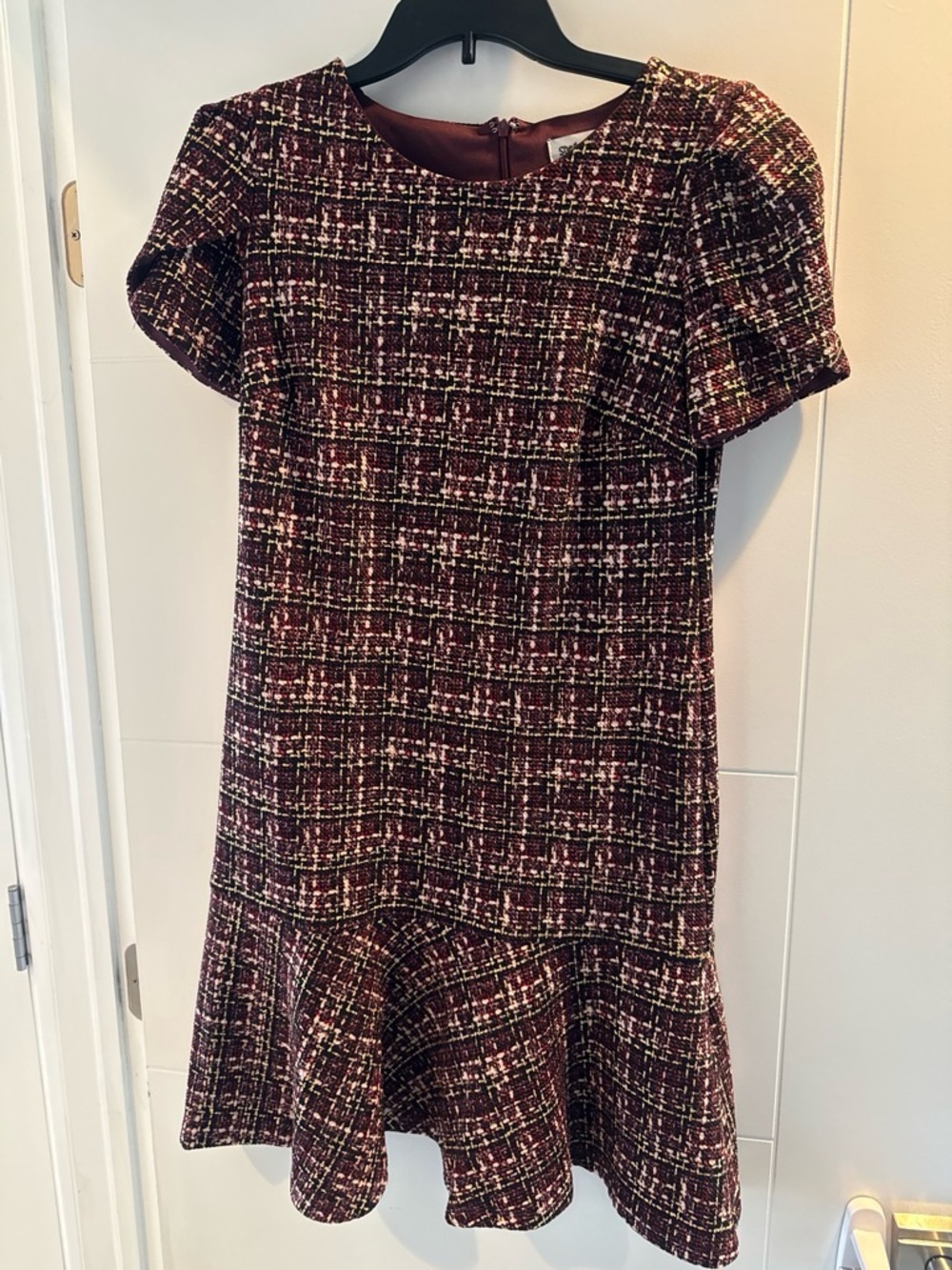 Shelby & Palmer Burgundy Tweed Midi Dress